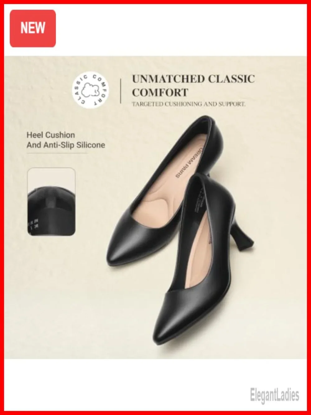 Women's Pointed Toe Kitten Heels Pumps with Arch Support & Cushioned Insole